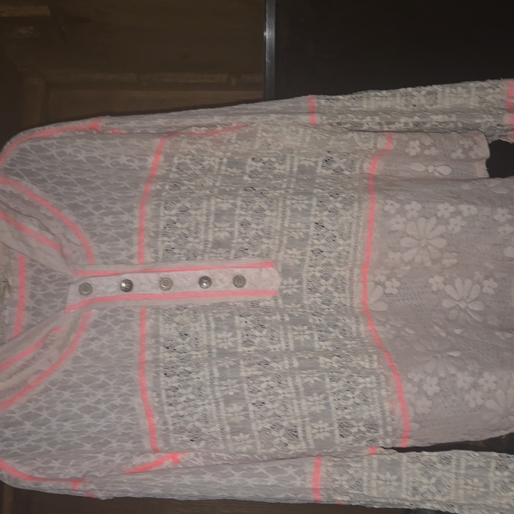 POL Lace Sweatshirt - Cream and Pink